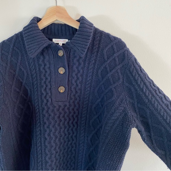 Demylee New York Cableknit Navy Blue Sweater 100% Wool - M - Picture 9 of 13